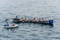 Trainera rowing boat regatta in the bay of La Concha in San Sebastian