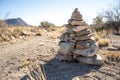 Traingle Cairn Alongside desert trail