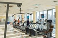 Training apparatus in a gym hall. Royalty Free Stock Photo