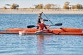 Training of athletes canoe rowers.
