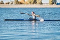 Training of athletes canoe rowers.