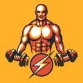 Training bodybuilder emblem