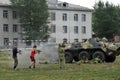 Training capture of an armored personnel carrier at a military training ground