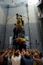 Training of castellers - human pyramid Royalty Free Stock Photo