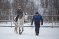 Training of children riding in the framework of revival program of the Cossacks in the Leningrad region. Royalty Free Stock Photo