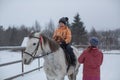 Training of children riding in the framework of revival program of the Cossacks in the Leningrad region. Royalty Free Stock Photo