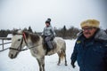 Training of children riding in the framework of revival program of the Cossacks in the Leningrad region. Royalty Free Stock Photo