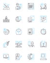 Training compnts linear icons set. Instruction, Practice, Education, Skill-building, Development, Coaching, Regimen line Royalty Free Stock Photo