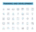 Training and development linear icons set. Growth, Performance, Learning, Success, Coaching, Skills, Enhancement line Royalty Free Stock Photo