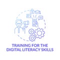 Training for the digital literacy skills dark blue concept icon Royalty Free Stock Photo