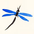 Dragonfly with blue wings on cream colored paper Royalty Free Stock Photo