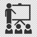 Training education icon in flat style. People seminar vector ill