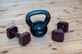 Training equipment of dumbbells and kettlebell at home