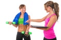 Training by female personal trainer Royalty Free Stock Photo