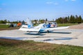 Small plane preparing for take-off ,