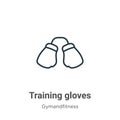 Training gloves outline vector icon. Thin line black training gloves icon, flat vector simple element illustration from editable Royalty Free Stock Photo