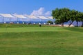 Training golf field for range shots Royalty Free Stock Photo