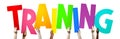 Training - human hands holding colorful letters Royalty Free Stock Photo