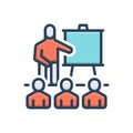 Color illustration icon for Training, instruction and teacher