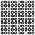 100 training icons set black circle