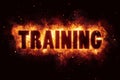 Training learn sport fire burn flame text is explode