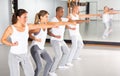 Training man and women in gym in self defense courses Royalty Free Stock Photo