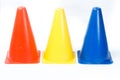 Training marker cones isolated on white background Royalty Free Stock Photo