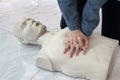 Training on medical procedures in CPR with mannequins so that trainees can understand and have basic first aid skills for patients Royalty Free Stock Photo