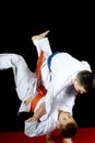 Training nage judo in the performance of an athlete with a blue belt Royalty Free Stock Photo