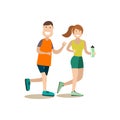 Training outside people vector flat illustration