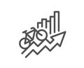 Training results line icon. Bicycle ride chart sign. Vector
