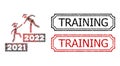 Training Scratched Stamps with Notches and 2022 Business Training Collage of Covid Virus Icons