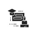 Training seminar black glyph icon. Tutor, educator, teacher. Group training. Pictogram for web page, mobile app. UI UX GUI design