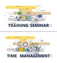 Vector line art training seminar poster banner Royalty Free Stock Photo