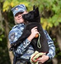 The training of the service dog police dog handler