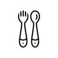 Black line icon for Training Spoon Fork, spoon and fork