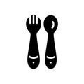Black solid icon for Training Spoon Fork, cooking and crest