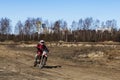 Russia, Moscow, April 14, 2018, training teenager riding motorcycles, editorial