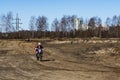 Russia, Moscow, April 14, 2018, training teenager riding motorcycles, editorial