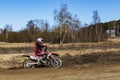 Russia, Moscow, April 14, 2018, training teenager riding motorcycles, editorial