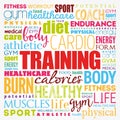 TRAINING word cloud, fitness, sport, health concept background Royalty Free Stock Photo