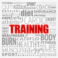 TRAINING word cloud, fitness, sport, health concept background Royalty Free Stock Photo