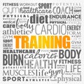 TRAINING word cloud, fitness Royalty Free Stock Photo