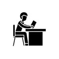 Training at work black icon, vector sign on isolated background. Training at work concept symbol, illustration Royalty Free Stock Photo