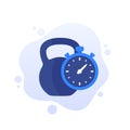 training or workout time icon with kettlebell Royalty Free Stock Photo
