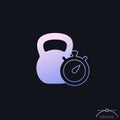 training, workout time icon with kettlebell vector Royalty Free Stock Photo