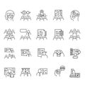 Training workshop elements line icons set.Editable Royalty Free Stock Photo