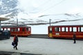 Trains of cog railway to Jungfrau, Switzerland
