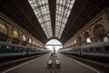 Trains departing from Budapest Keleti Palyaudvar train station. Royalty Free Stock Photo