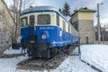Trains on mountains railway in winter morning near Semmering Austria 01 13 2024